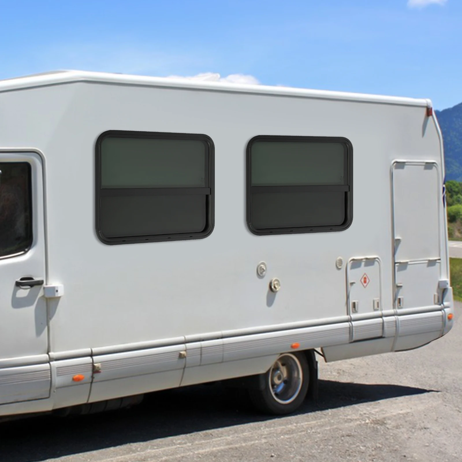 30x24 بوصة عمودي RV نافذة سبائك الألومنيوم الزجاج المقسى مع مشبك شاشة الحشرات على تركيب العالمي صالح لشاحنة التخييم