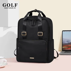 GOLF Women Black Backpack Vintage College Student School Backpack Elegant Laptop Briefcase Backbag 15.6 Inches Waterproof Travel