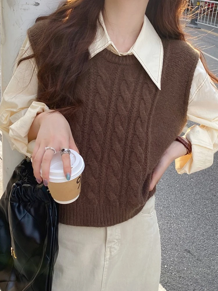 Y2k sem mangas com decote em v suéteres coletes feminino 2025 moda coreana malhas primavera outono cor sólida pullovers coletes de malha topos