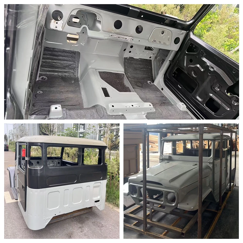 Restored Land FJ45 Double Cab Pickup Body Shell  for 1968 to 1984 Models Full Chassis