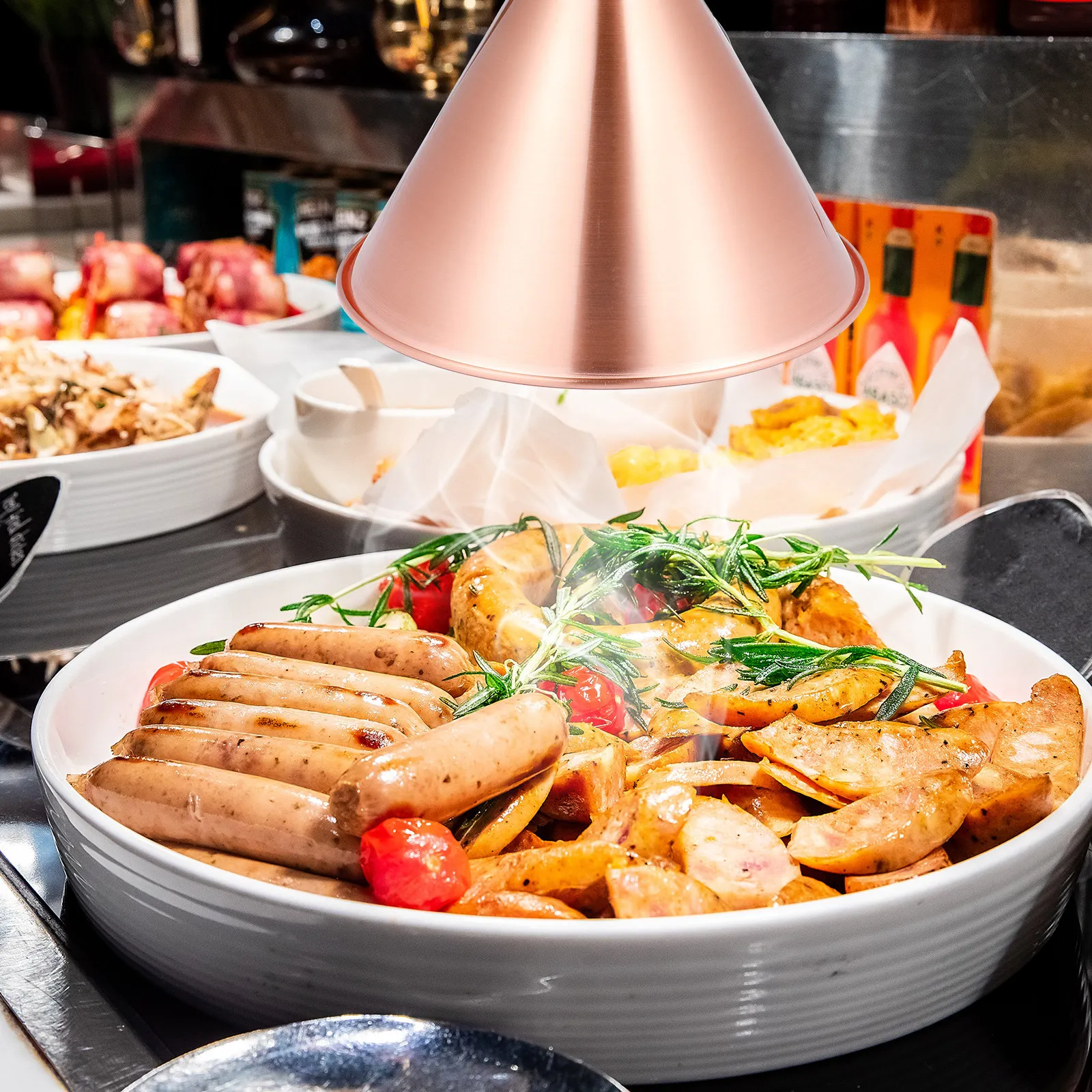 Telescopic Heat Lamp Food Warmer Metal Hanging Lamps Adjustable Height Buffet Restaurant Kitchen Heating Light Portable