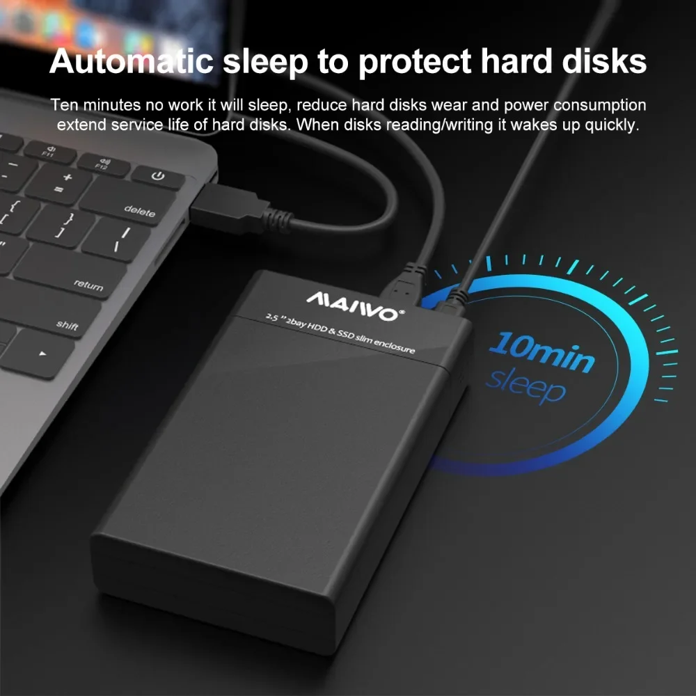 MAIWO 2,5 HDD SSD carcasa adaptadora SATA a USB 3,0 carcasa de disco duro externo HD para disco HDD con 4 modos RAID para carcasa de PC