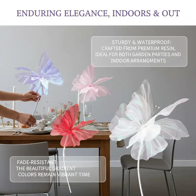 50cm 3D Gradient Layered Butterfly Organza 1Pc Glitter Wavy Petal Edge Trim for Photography Backdrop Studio Photo Props