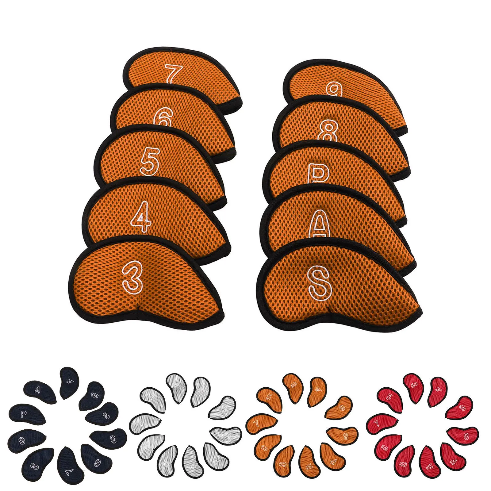 10Pcs Golf Iron Covers Set with Numbers Waterproof Golf Head Cover Protective Headcover for Court Exercise