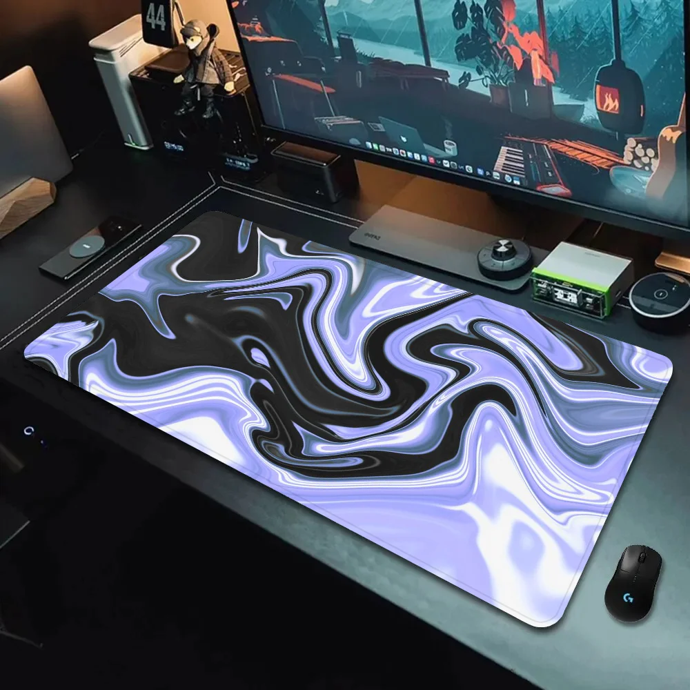 لوحة ماوس ألعاب من السيليكون بنمط غير منتظم ملون بحافة كبيرة وقفل لوحة المفاتيح ولوحة المفاتيح مع حصيرة طاولة مضادة للانزلاق