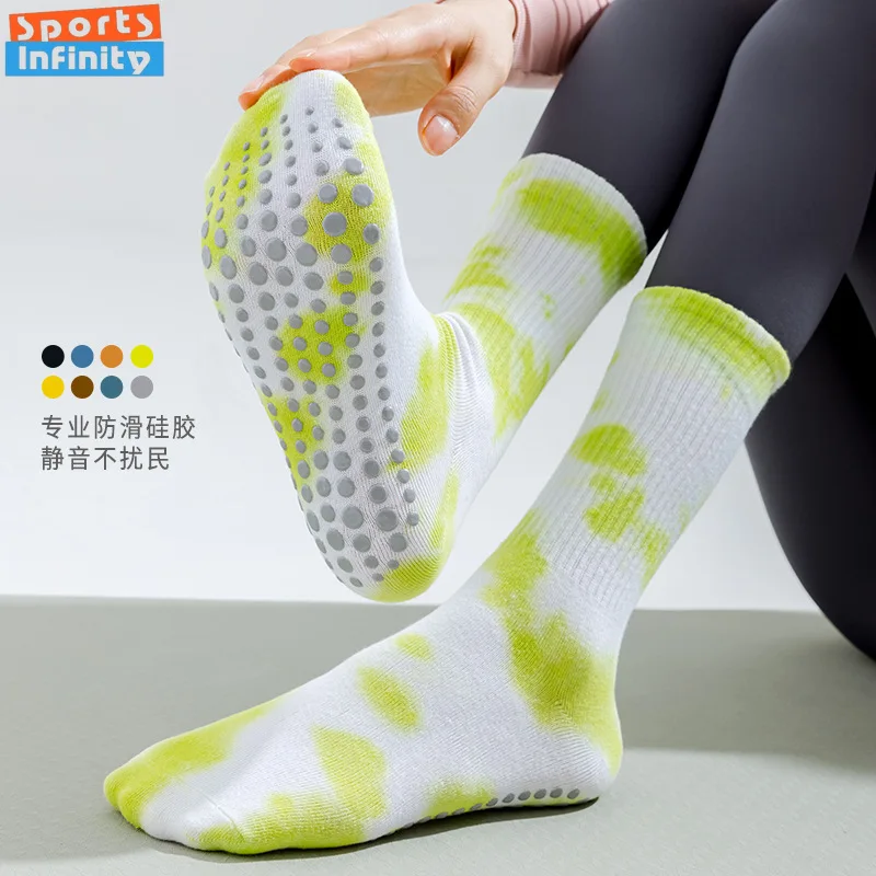 

Tie Dye Professional Pilates Yoga Socks Women Indoor Dance Floor Aerobics Trampoline Fitness Socks Anti Slip Sports Socks Women