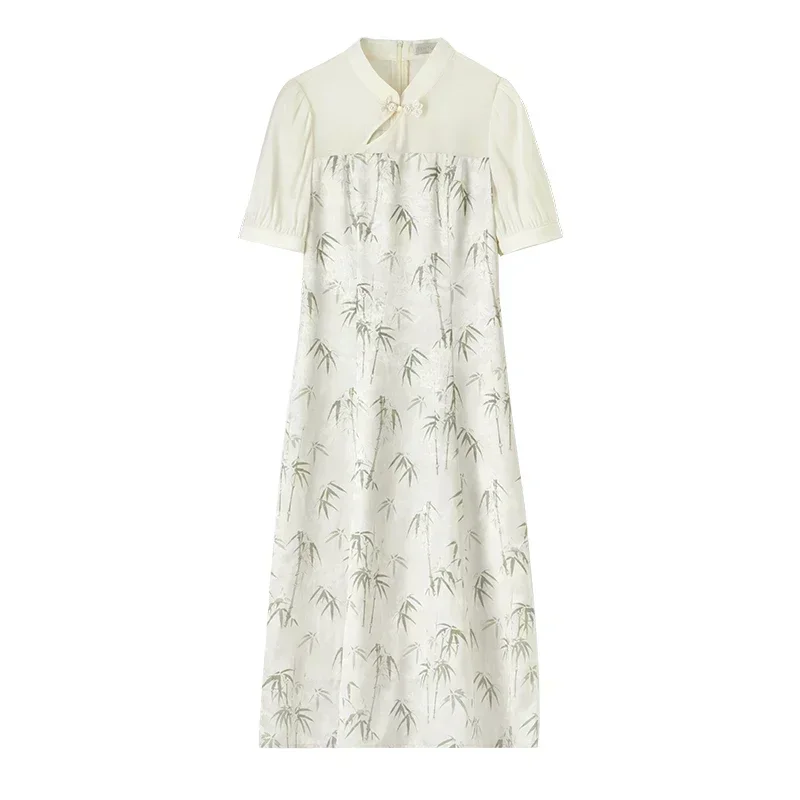ชุดเดรสผู้หญิงสไตล์จีน SENTUBILA รุ่นปี 2025 สำหรับฤดูร้อน ดีไซน์หรูหรา คอตั้งเล็ก ลายพิมพ์ไม้ไผ่ เหมาะสำหรับงานปาร์ตี้ งานกลางคืน ชุดเดรสสุดสง่างาม รุ่น 142L54578