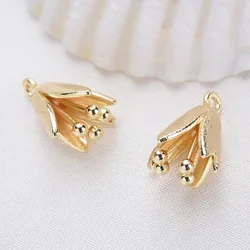 (901)6PCS 9x9MM 24K Gold Color Brass Flower Charm Pendants for DIY Jewelry Making Findings Accessories