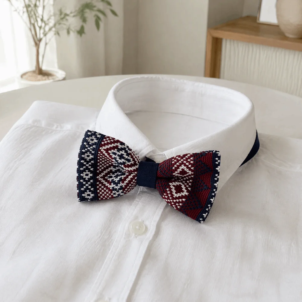 Creative Snowflake Knitted Christmas Necktie Heart Polka Dot Soft Xmas Shirt Tie Adjustable Strap Cravat Christmas Party