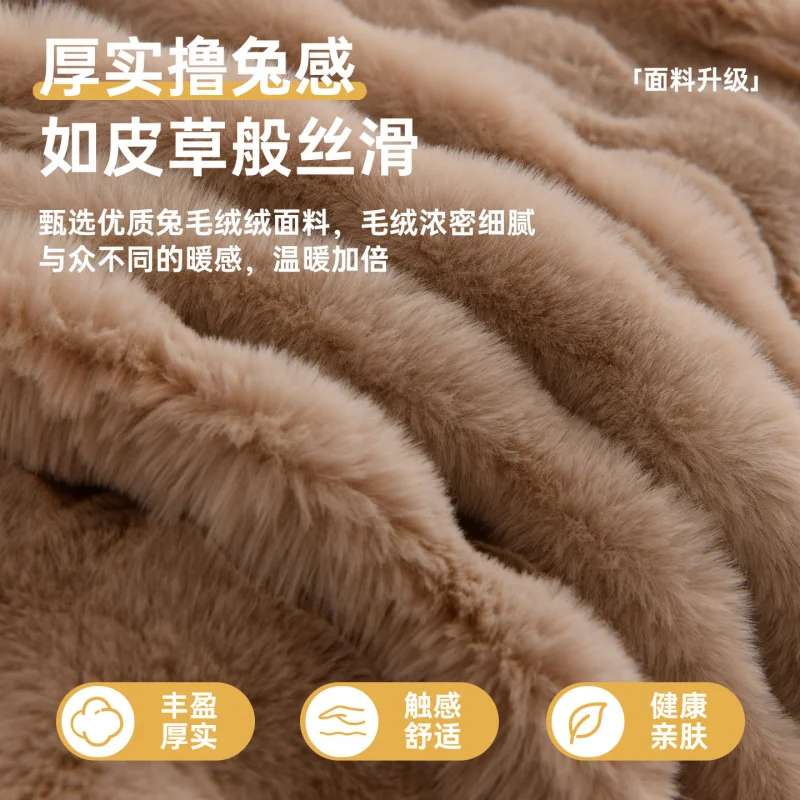 New 2025 Winter Sofa Cover Thick Plush Faux Rabbit Fur Non-slip Couch Throw Warm Cozy Sofa Protector