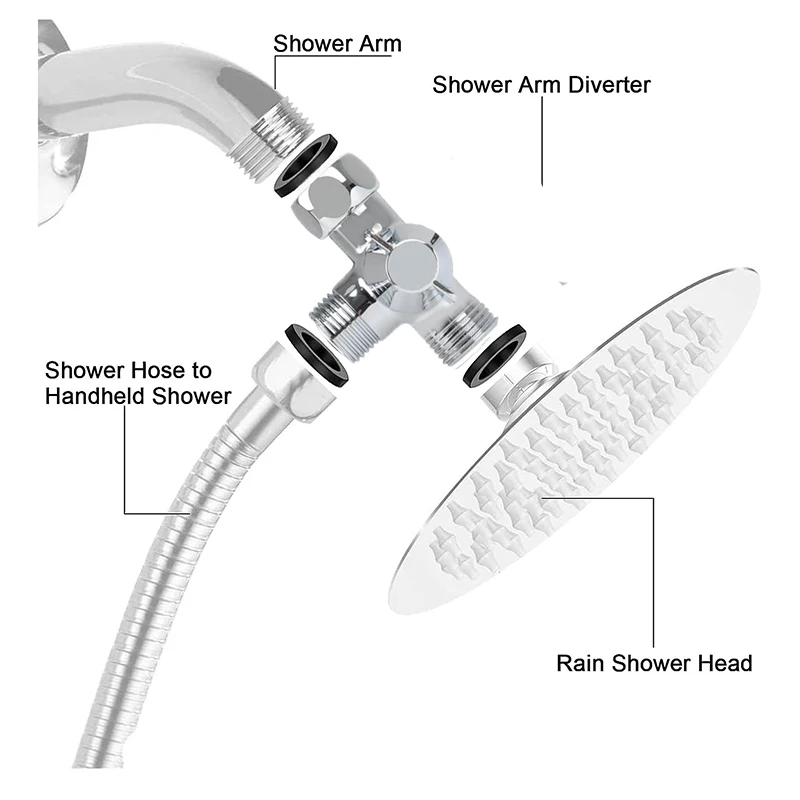 All Copper Shower Arm Water Distributor Shower G1/2 Three-way Water Distributor Valve One in Two Out Shower Head Switch