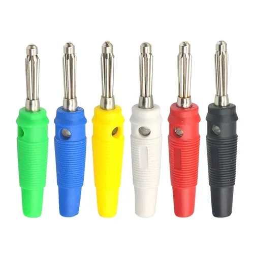 Imagen 2 del producto 5 uds 4mm conector Banana 32A enchufes Banana de alta corriente cobre sin soldadura apilable conector de Terminal de 5 colores para Cable de Audio