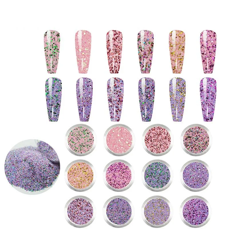 12 farben/Lot Nagellack Gemischte Glitter Kit Dekoration Kunst Für UV Gel Zubehör DIY Salon Mode Frauen Maniküre shiny