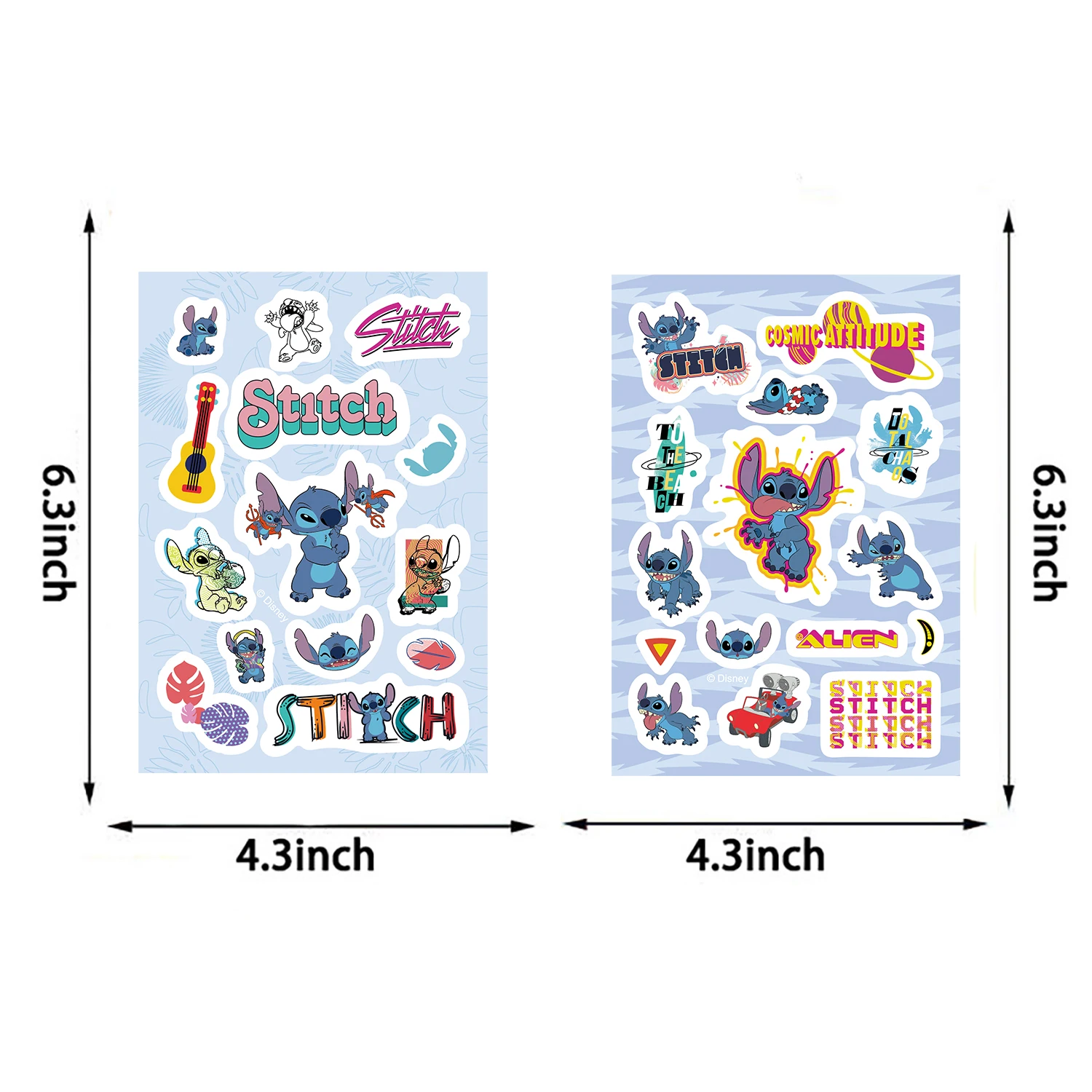 Disney 8/16PCS Stitch Sticker Laptop Fashion Cafe Luggage Phone Cartoon Living Phone Cafe Stationery Room Waterproof Sticker ﻿