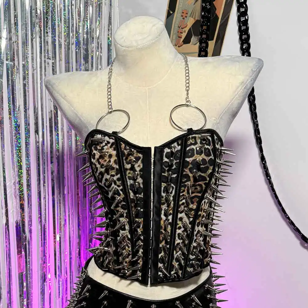 

Y2K TOPS Gothic Cyber Kawaii Punk Rock Grunge Goth E-Girls O Ring DIY Emo Harajuku Hand Made Eco Studded Rivet Chain