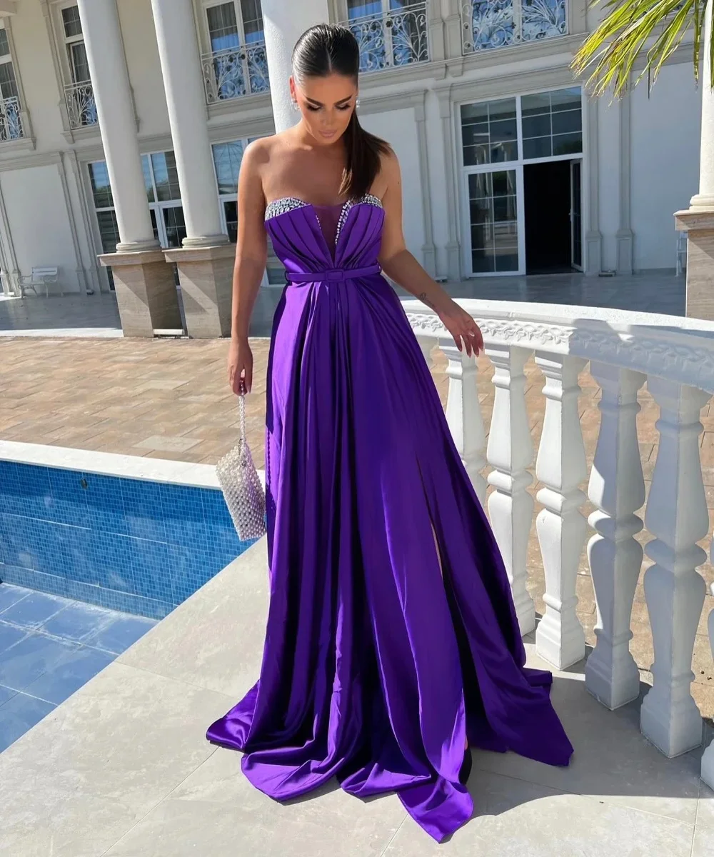 Customized Modern Style Sash A-line Strapless Long Dresses Homecoming Dresses Pastrol Unisex Chinese Style Formal Casual Simple