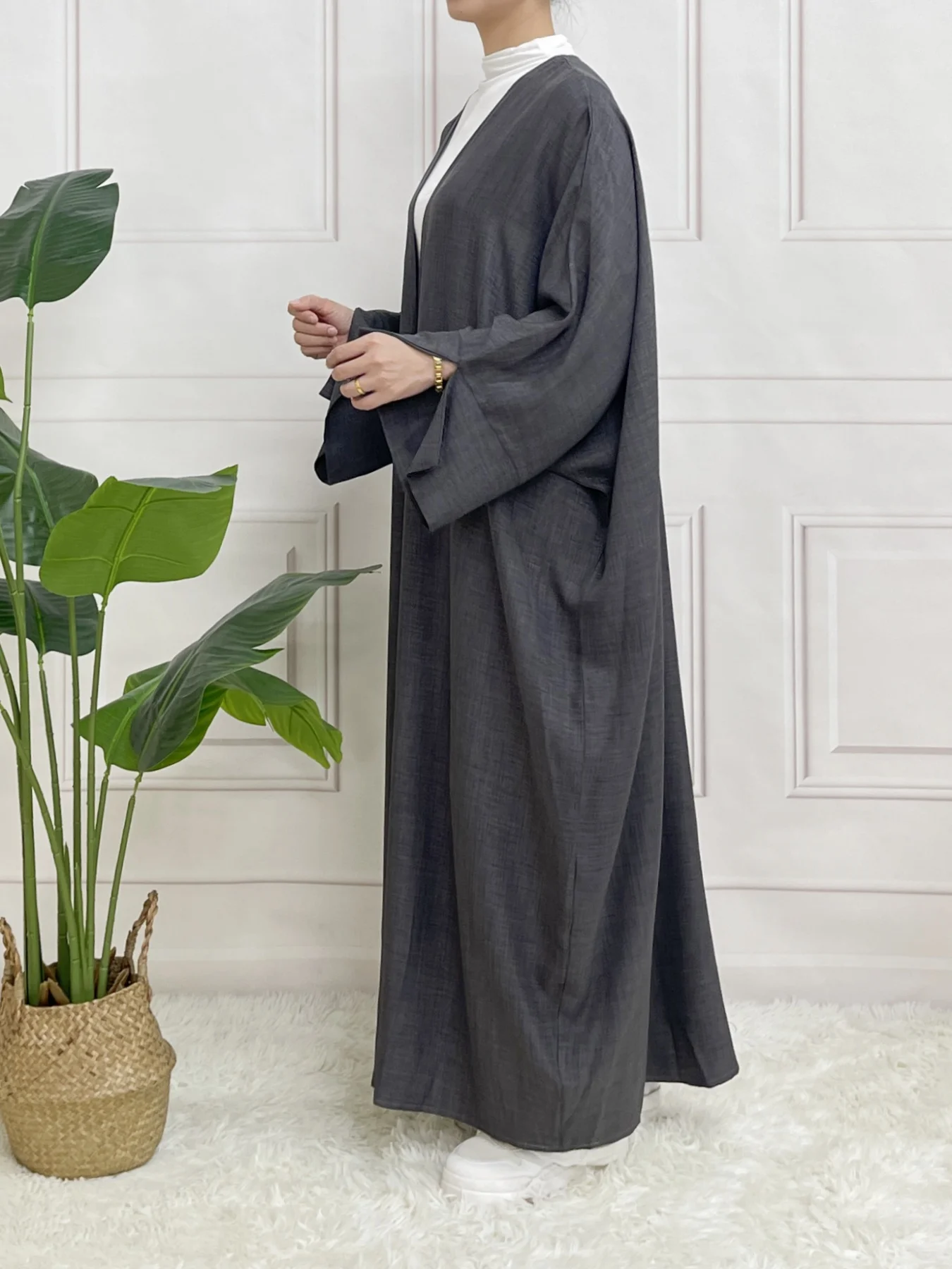 Split Sleeve Open Abaya Kimono Comfort Minimalist Muslim Outfit Islamic Clothing Modest Fashion Without Slip Dress