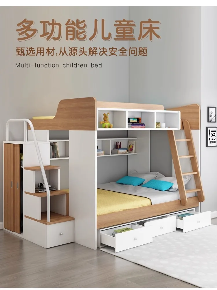 Factory Direct 2026 Double bunk bed, child bunk bed, adult combination children's bed, child and mother  male and female multi-f