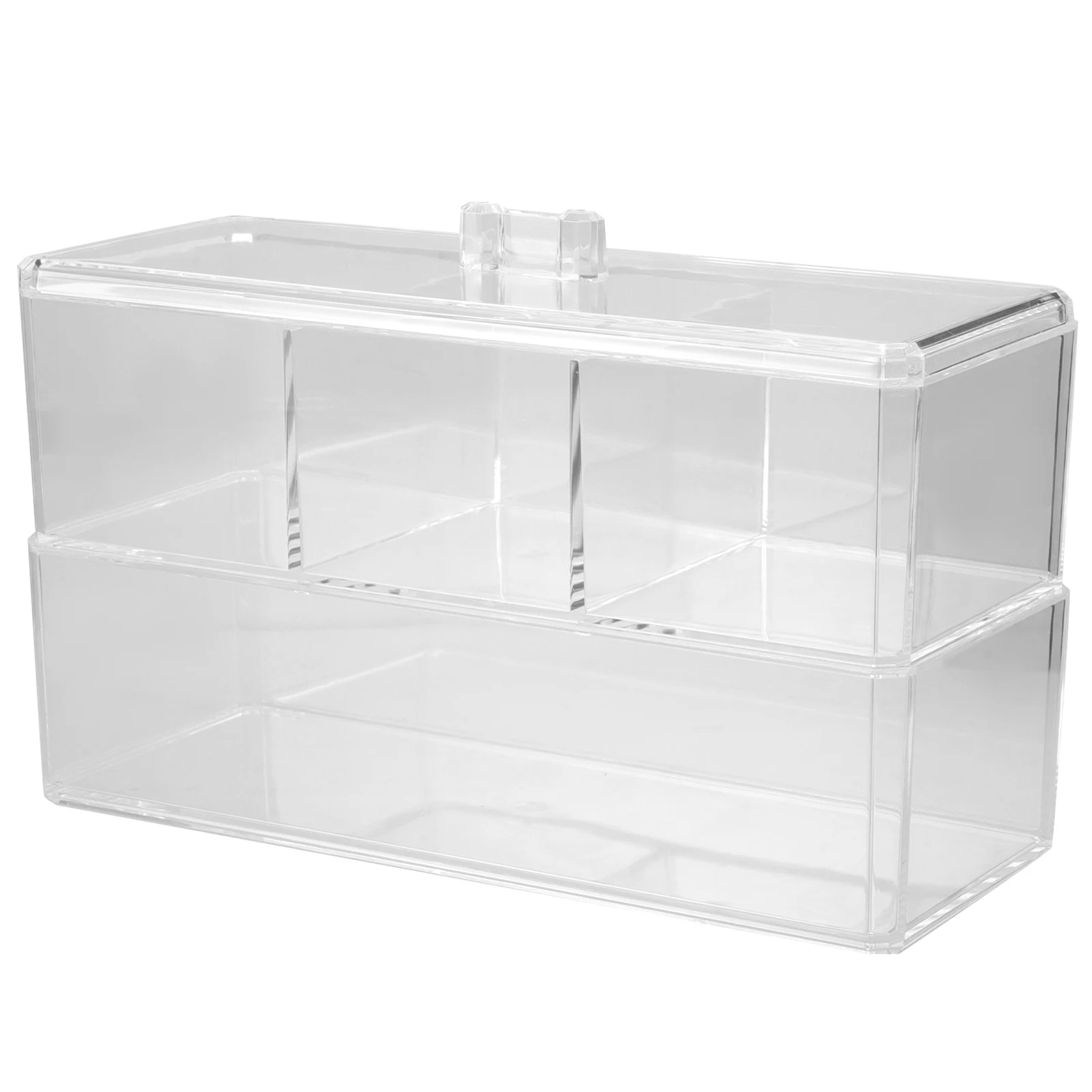 

Clear Large Capacity Makeup Vanity Organizer Storage Box Cotton Pads Swabs Holder Dispenser Lidded Desktop Space-Saving