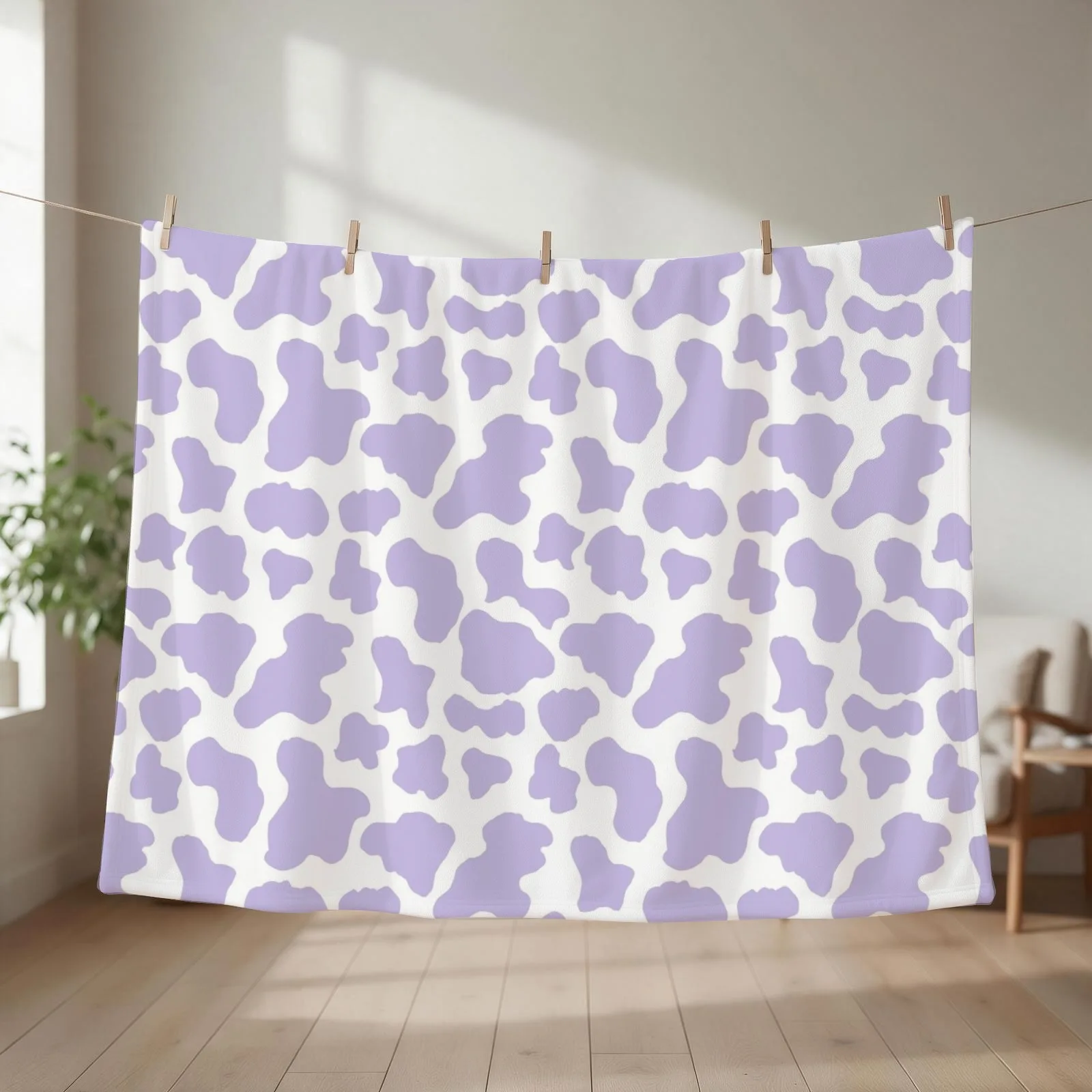 Pastel purple cow print aestheticpattern Throw Blanket couch cozy soft plush fuzzy picnic outdoor blanket