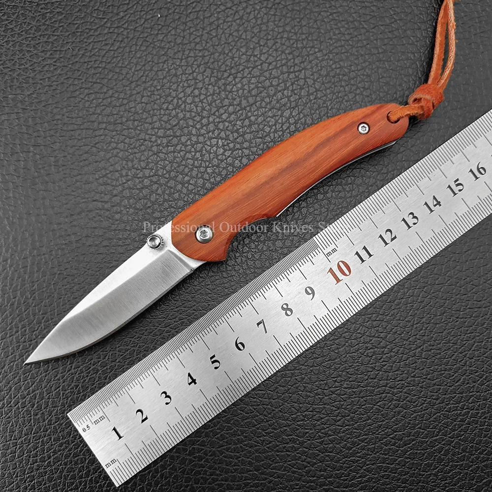 Pocket Outdoor Fruit Knife Wood Handle EDC Survival Multitools Camping Stainless Steel Folding Blade Knife Tactical Tools