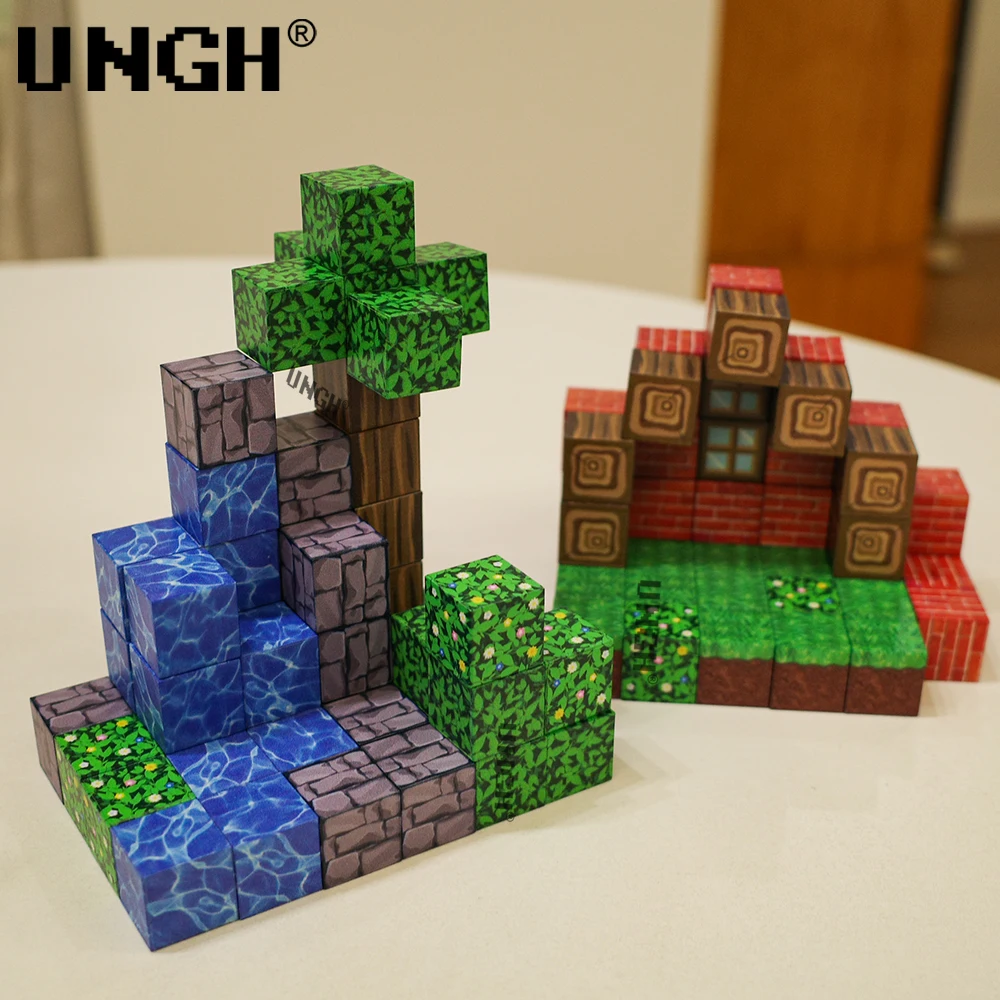 UNGH 100 قطعة كتلة مغناطيسية بنة مغناطيس لغز لعبة بناء مجموعة البناء الجذعية لتقوم بها بنفسك لعبة تعليمية الهدايا