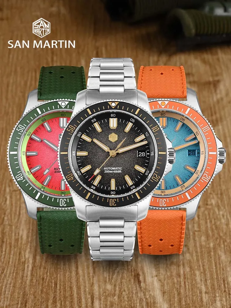 San Martin 40mm Dive Watch Original Design NH35 Automatic Mechanical Fashion Men Watch Sapphire Waterproof 200m Luminous SN0118