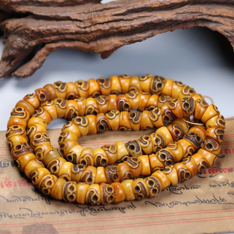 Ox Bone Skull 108 Pieces Spirit Shri Chitipati Buddha Beads Old Materials Tibetan