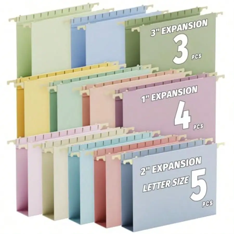 

2 Pack Anging File Folders Extra Capacity Letter Size Assorted Colors " 2" 3" Expansion Eavy Duty Plastic Anging Folders Wit Tab Offome Scool File Cabinet Organizer Stoe