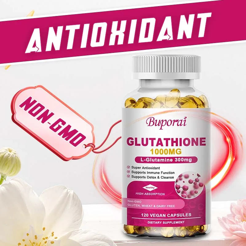 

Коллагеновые капсулы Glutathione, осветление кожи и против старения, поддержка здоровья волос, кожи и ногтей, NON-GMO, добавка глутатиона