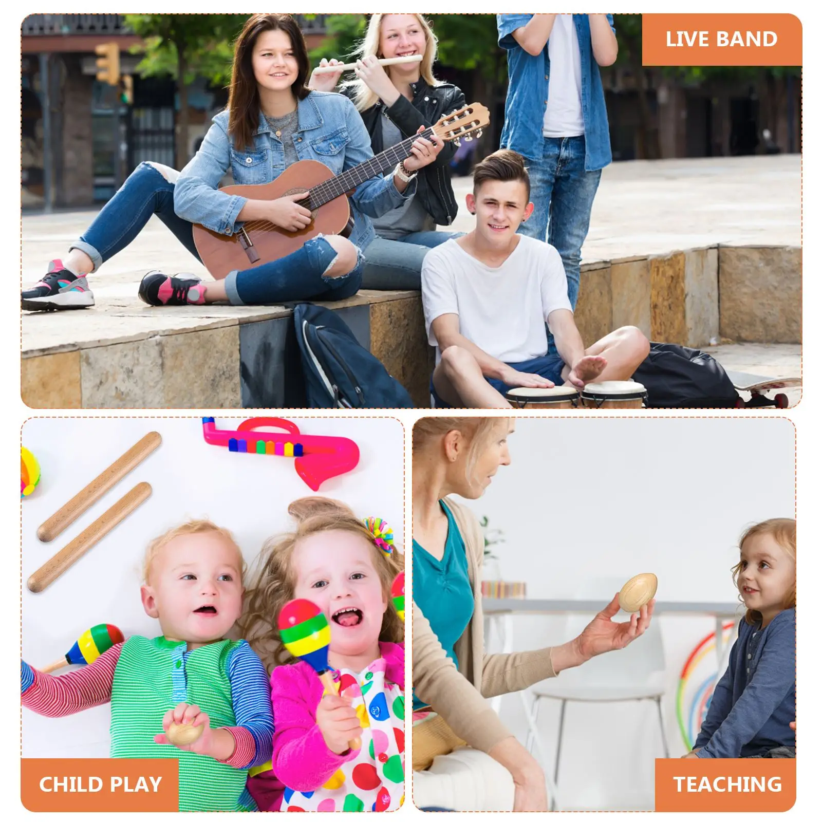 1 مجموعة خشبية Maracas البيض الهزازات إيقاع العصي الخشب Claves الاطفال قرع أداة مجموعة هزازات الطفل الآلات الموسيقية موجة #5