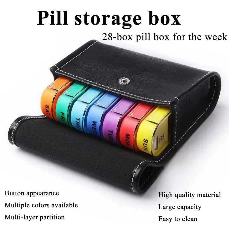 New Pills Organizer for Travel Weekly Pills Box 7 Day Pill Case Daily Medicine Organizer 7 Compartments Pill Container