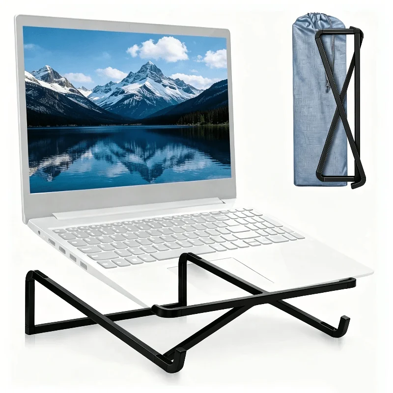 Portable Foldable Laptop Stand X-Shaped Aluminum Notebook Riser Collapsible Laptop Elevator Holder Anti-Slip Desktop Computer