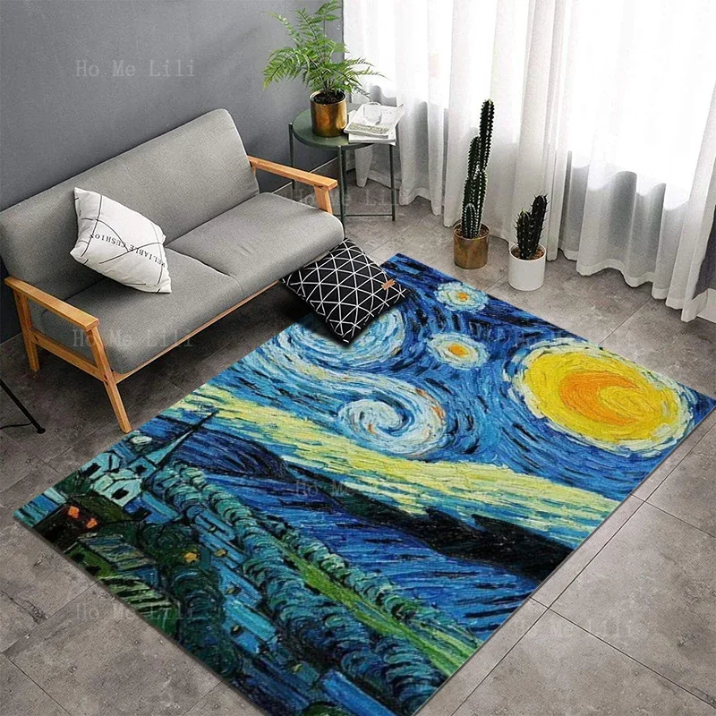 The Starry Sky Painted By Van Gogh Testimony Of Hopes And Dreams Non Slip Flannel Floor Rugs By Ho Me Lili