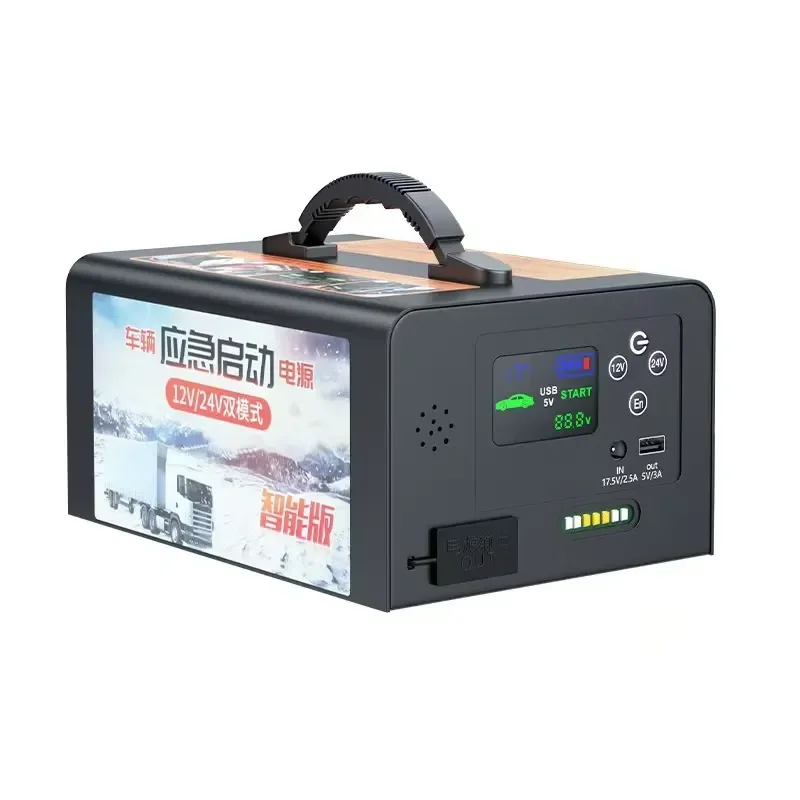 Versatile 12V 24V Car Emergency Jump Starter Universal Ignition for Large Trucks Toolkits for Cars and Trucks