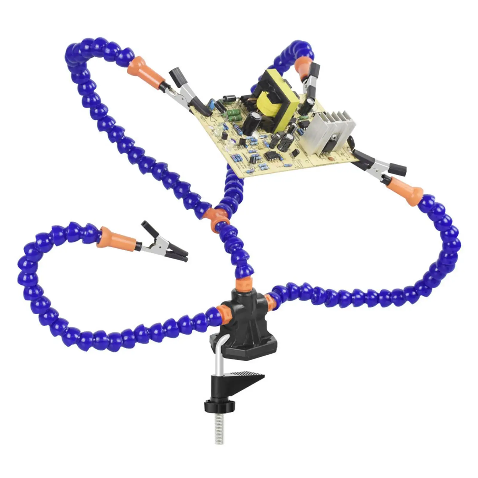 4 Arm Soldering Clamp Station with Rotating Alligator Clips and Wear Resistant ABS Base for Soldering Pipe Adjustable Work