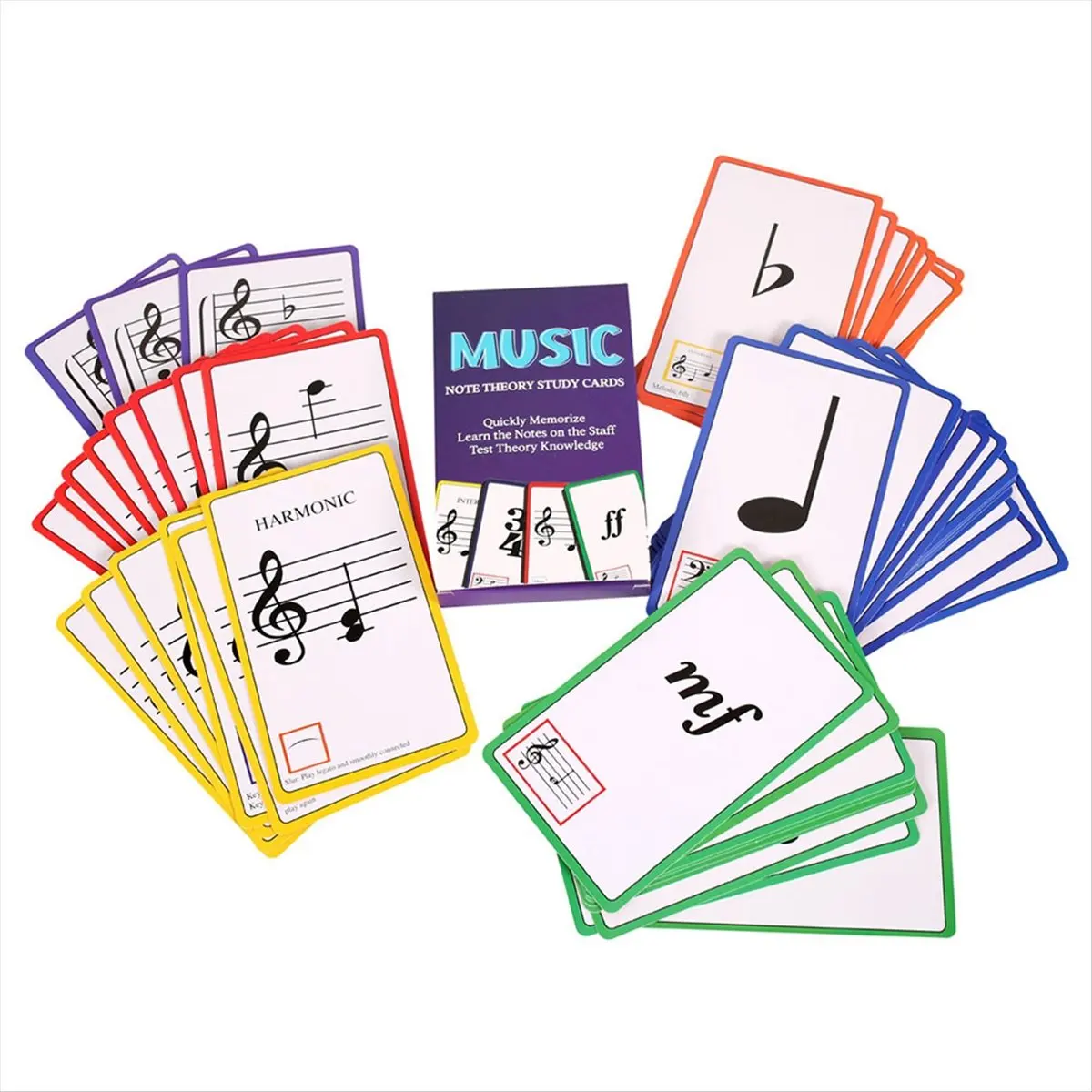 ABME New Music Flash Cards Colored Copper Plate Paper Piano Color Coded Flash Cards ,Piano Chords Flash Cards for Beginner