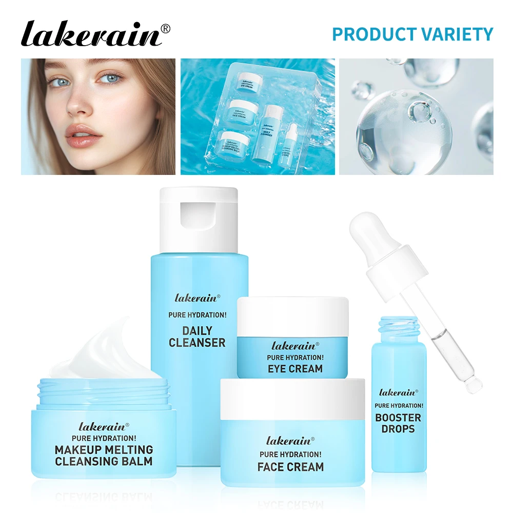 Mini juego de cuidado de la piel, suero de crema, limpiador Facial, crema para ojos, blanqueamiento hidratante, cuidado de la piel, juego de primeros auxilios faciales de viaje