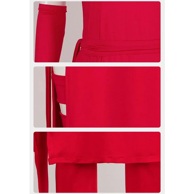 Comic character anti hero Natchios cosplay Halloween night demon Elektra red jumpsuit superhero stage costume sf/1