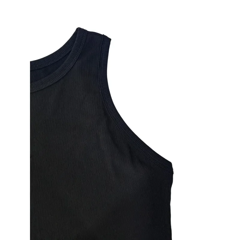 ขนาดพิเศษ 1XL-5XL ผู้หญิงแฟชั่นสีทึบรอบคอแขนกุดอเนกประสงค์เสื้อกั๊กสั้นลําลอง