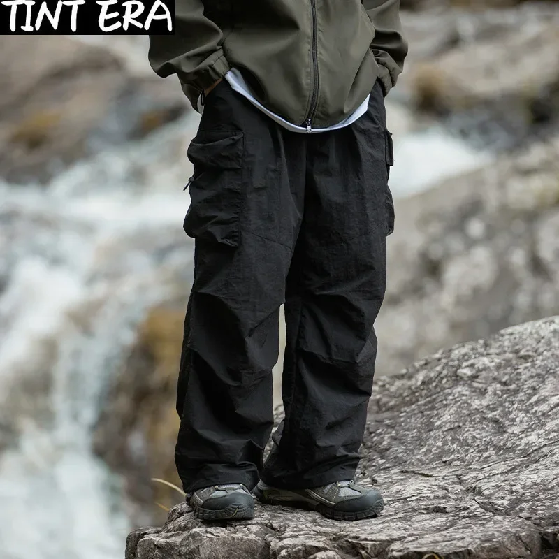 TINT ERA-pantalones Cargo de paracaídas para hombre, pantalón informal de gran tamaño para exteriores, impermeable, ropa de calle japonesa, Hip Hop