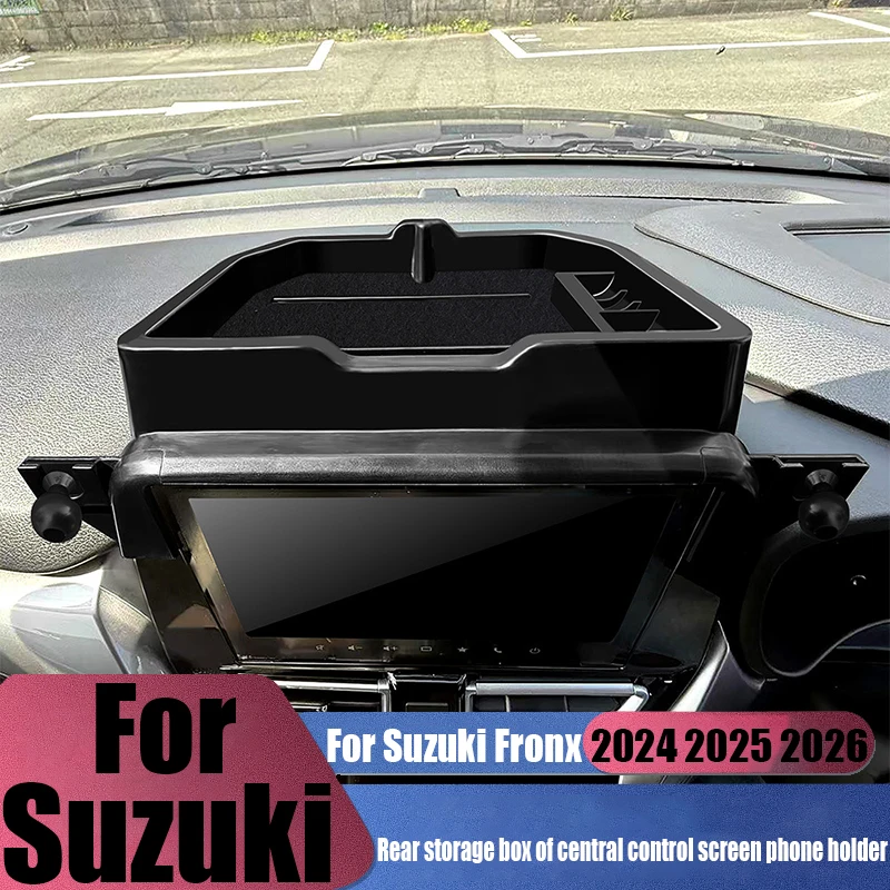 Mobile phone holder storage box behind the central control screen car storage modification part For Suzuki Fronx 2024 2025 2026