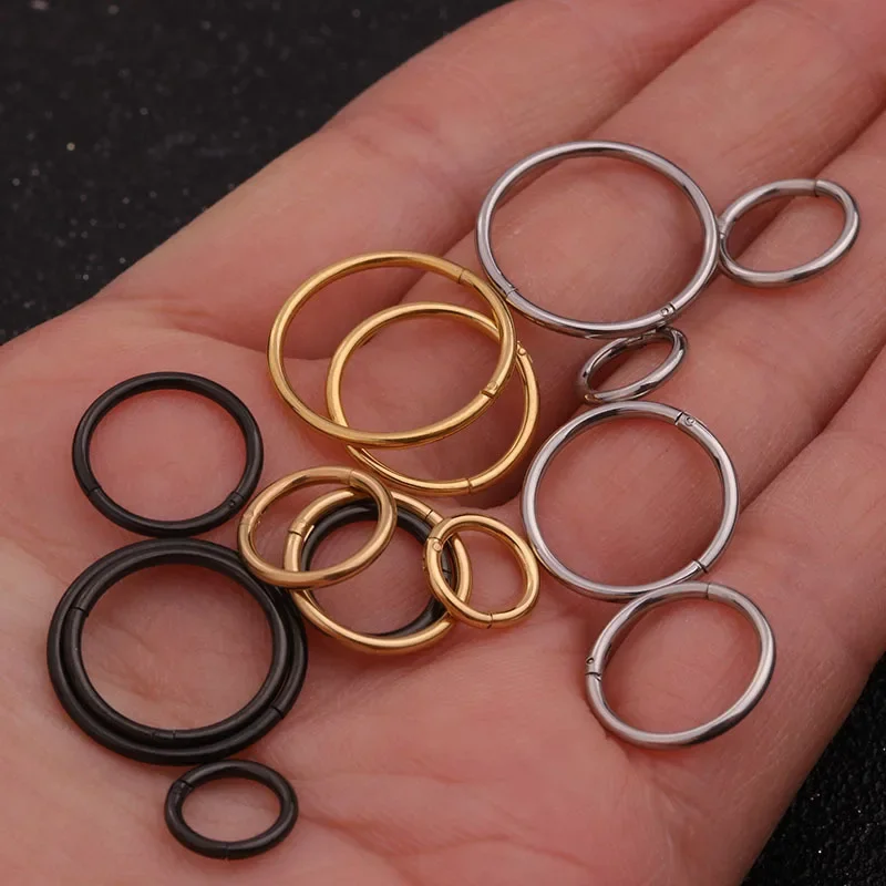 1PC Stainless Steel Simple Classic Round Circle Hoop Earrings For Women Men Punk Smooth 6-16mm Huggie Earring Piercing Jewelry