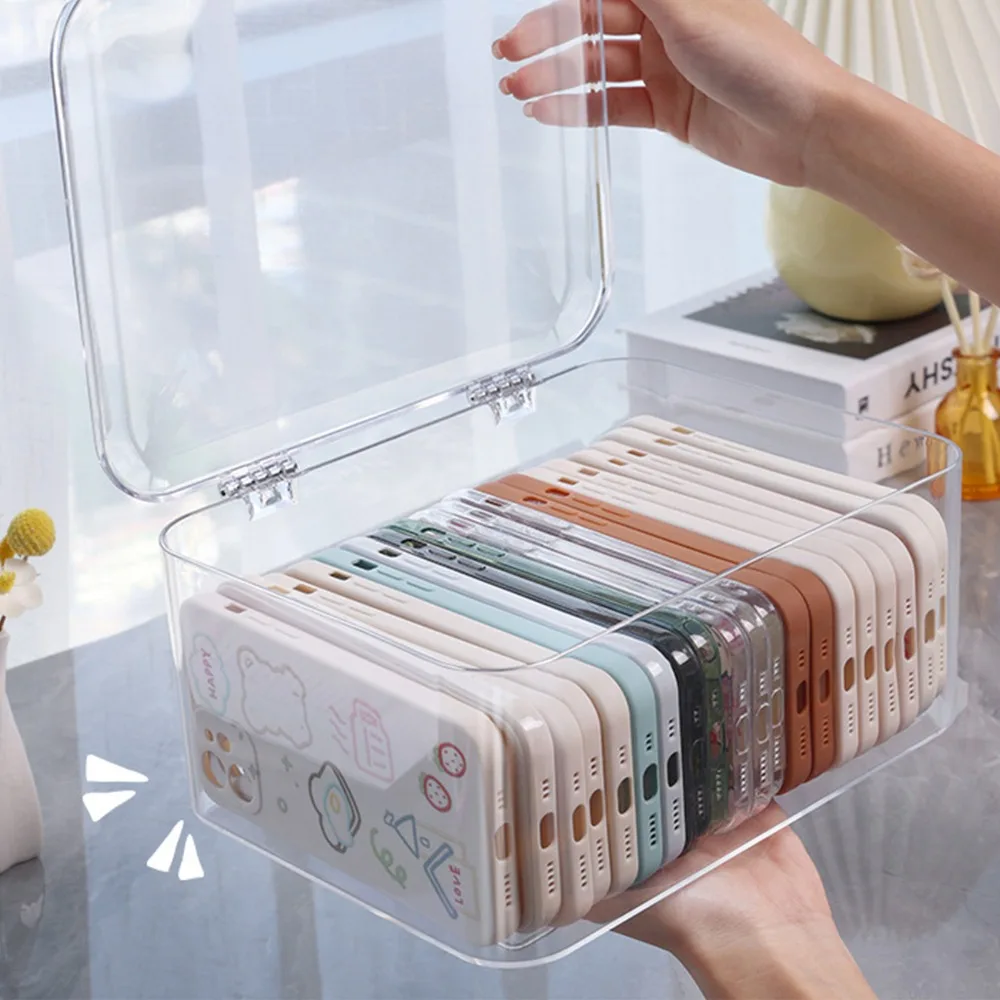 

Многофункциональный пластиковый органайзер для хранения на столе с крышкой, большой емкости, экономящий место, штабелируемый контейнер для дома