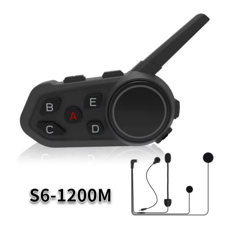 1200m 6 Riders BT Intercom Bluetooth Motorcycle Helmet Motorbike Headset With DSP Echo Cancellation and Noise Suppression