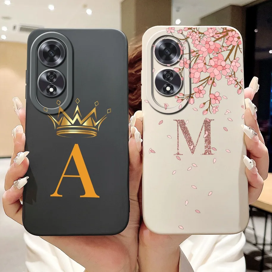 For OPPO A60 Case CPH2631 Shockproof Cover Cute Crown Letters Soft Silicone Matte Phone Cases For OPPO A60 4G A 60 OPPOA60 Funda