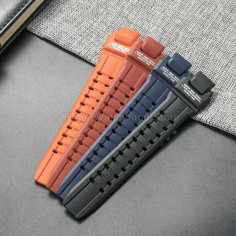 لـ Casio GRAVITY MASTER GA1000/1100/1200 GW4000 حزام داكن-أحمر برتقالي أزرق حجم خاص حزام ساعة من الراتنج بلمسة نهائية كاشطة