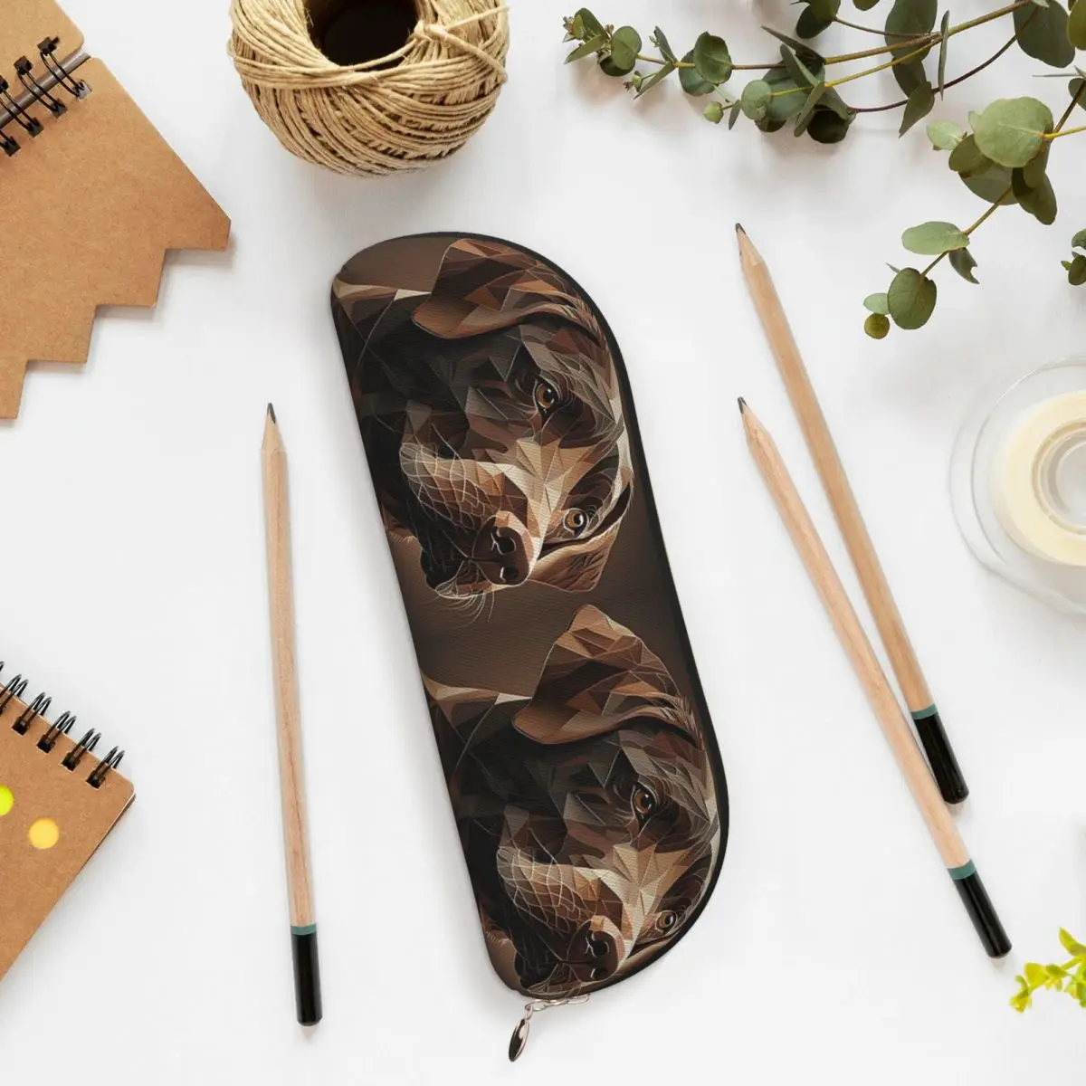 기하학 초코 초콜릿 래브라도 아트웍 연필 케이스 펜 홀더 보관 문구 용품 펜 박스 학생용 연필 가방