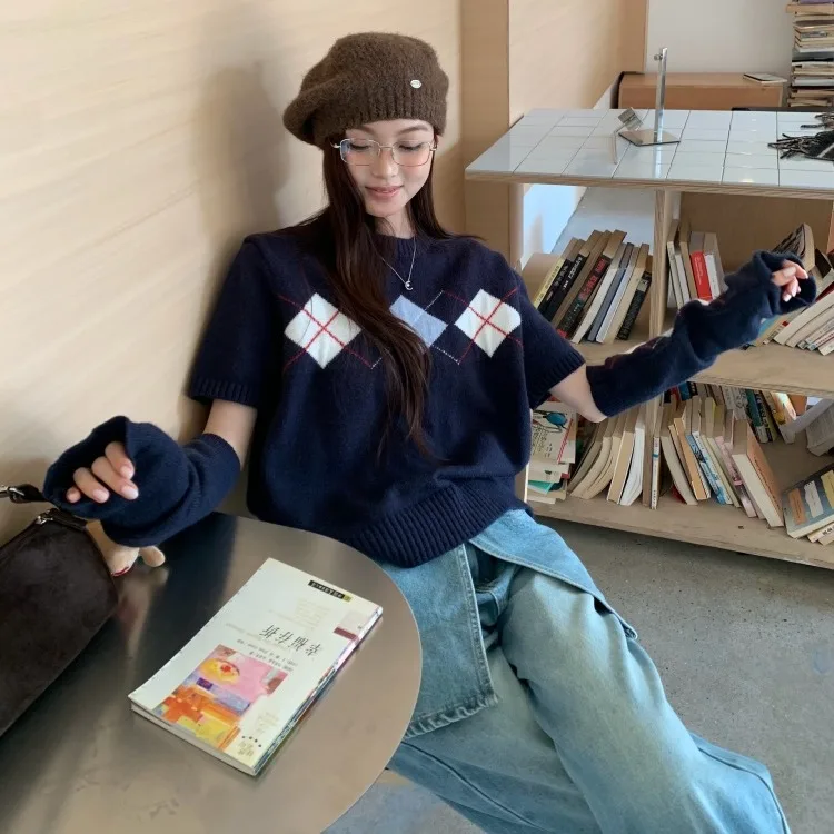 Cisas Sle ort Sve rond Ne pull femme Faionable Design Vintage tout-Match coréen Sle vêtements intérieurs haut