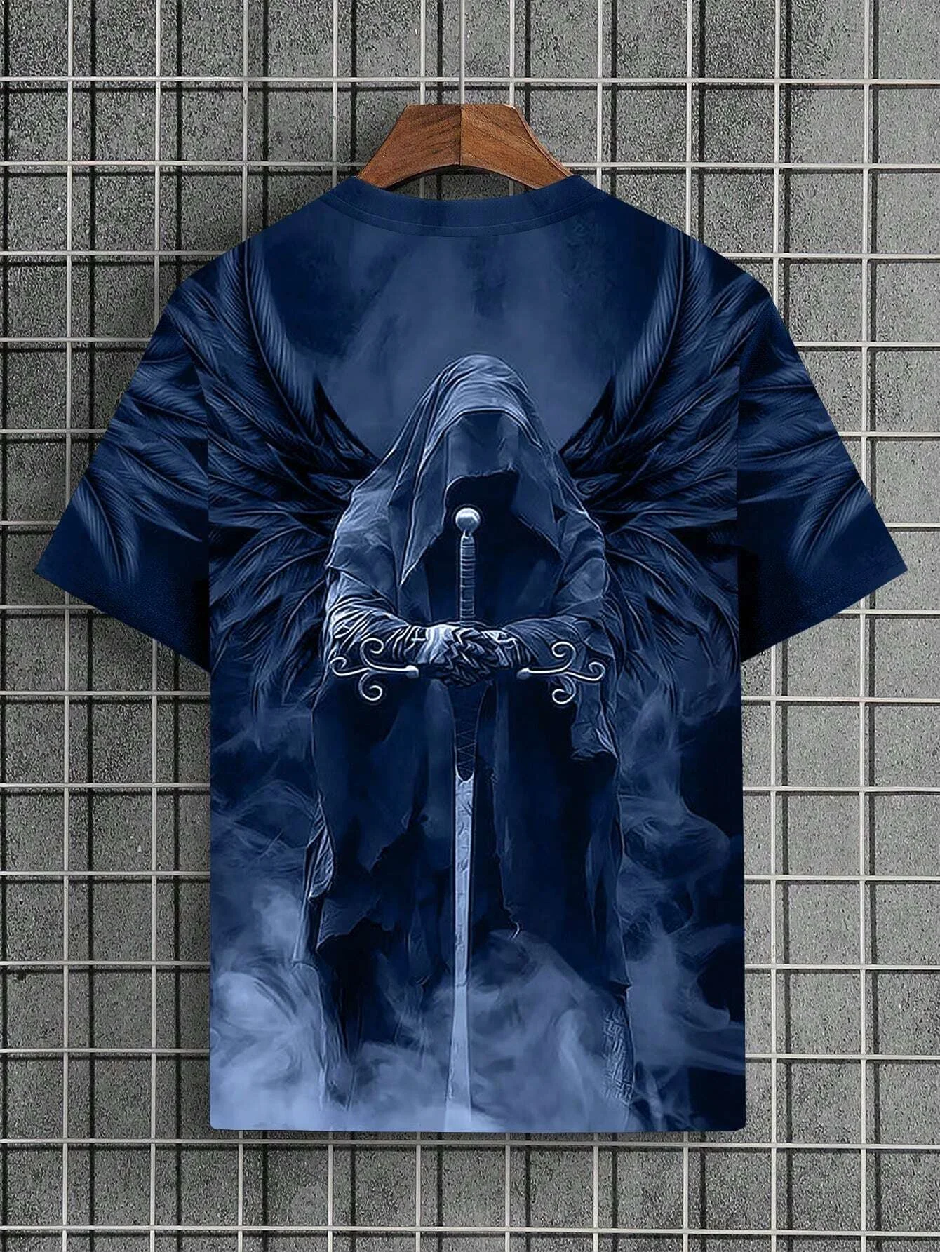 

Fashion Men's Casual Round Neck T-shirt With Reaper Printed T Shirt For Men Short Sleeve Tee Tops Crew Neck Men's Casual T-shirt
